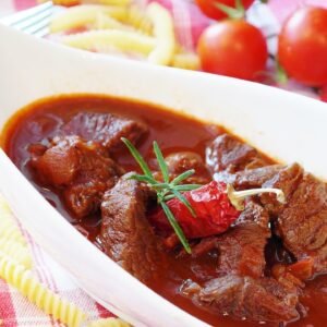 goulash, meat, beef